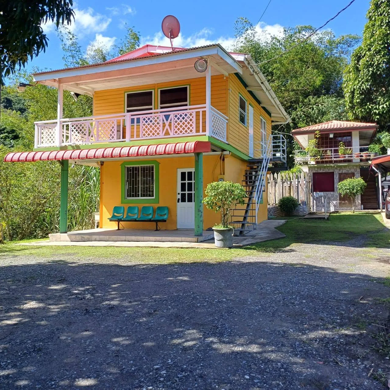 Exterior of North Stay's colorful guesthouse